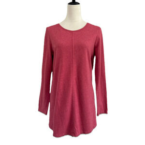 J. Jill Pure Jill Shirttail Tunic Top Womens Med Red Crewneck  Pima Cotton